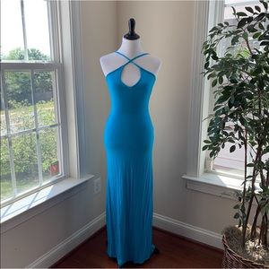 Strappy maxi dress in turquoise